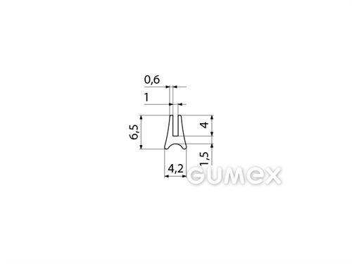 "U" Silikonprofil, 6,5x4,2/1mm, 60°ShA, -60°C/+180°C, weiß, 